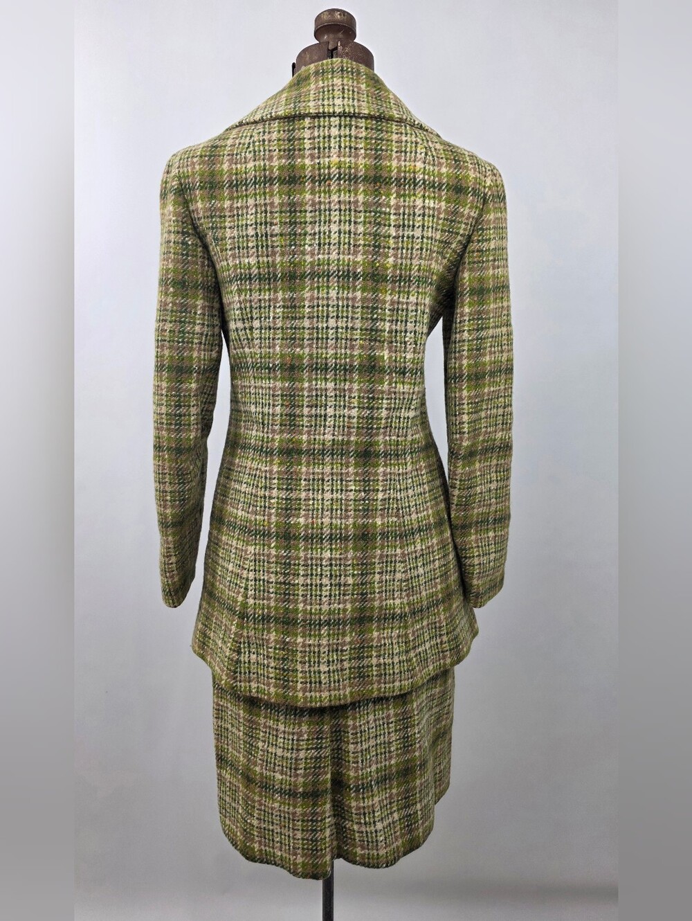 Pendelton Vintage 60's Women's Green Plaid 100% Wool 2-Piece Blazer Skirt Set 8 - Picture 5 of 11